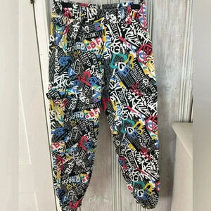 VIP graffiti graphic cargo joggers stretch pull up pant 7/28 streetwear bright